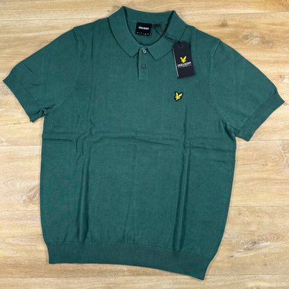 Lyle & Scott Cotton Knitted Polo Shirt in Everglade Green