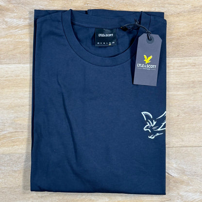 Lyle & Scott Chrome Graphic Eagle T-Shirt in Dark Navy
