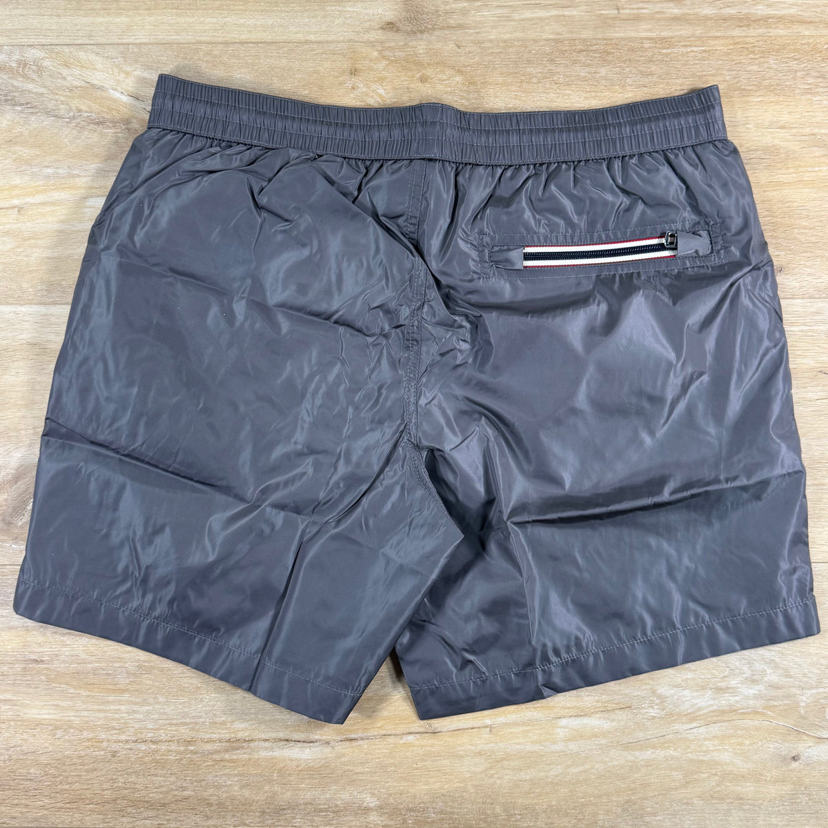 Moncler Tricolor Logo Patch Swim Shorts in Grey