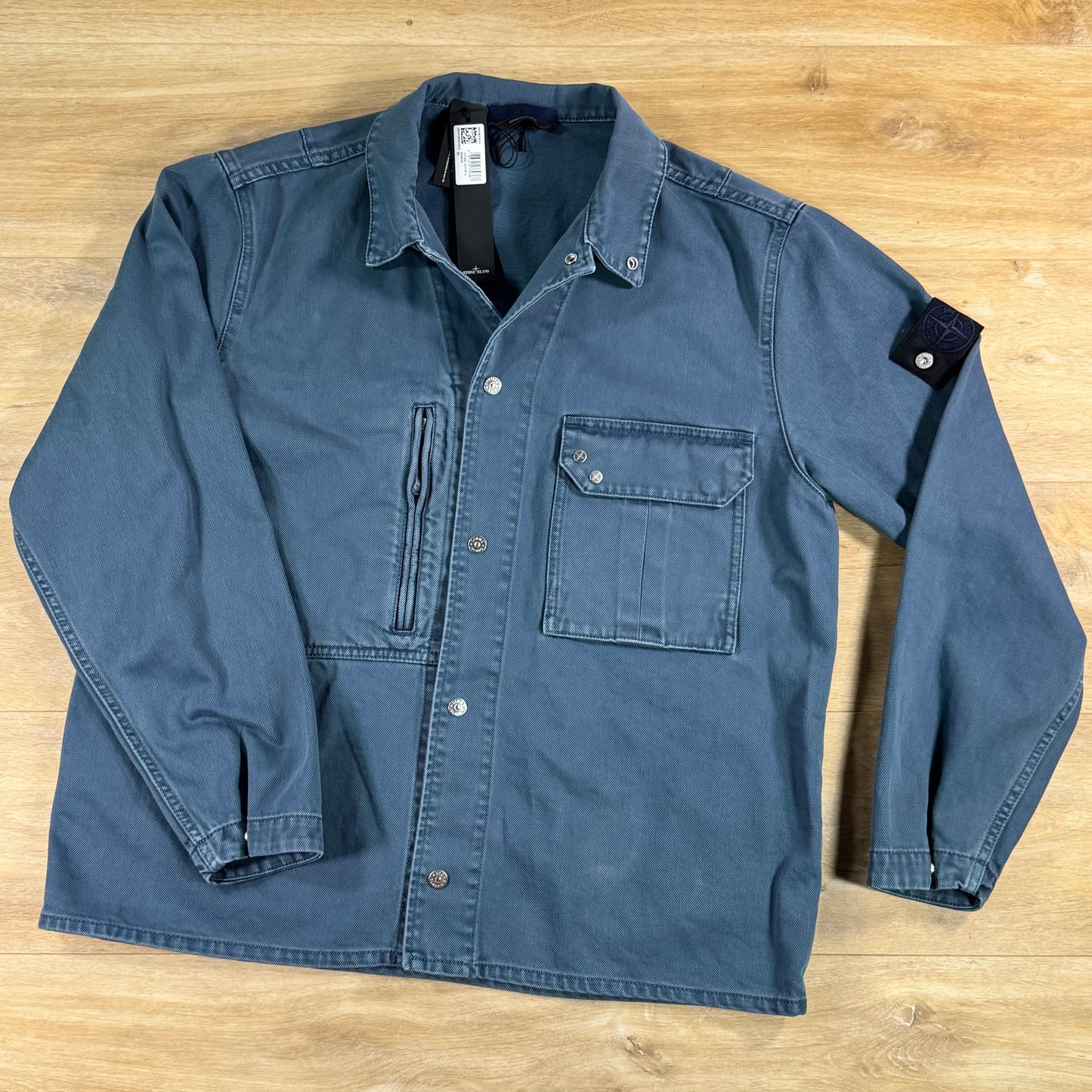Stone Island Light Bull Denim Indigo-TC Overshirt in Indigo Blue