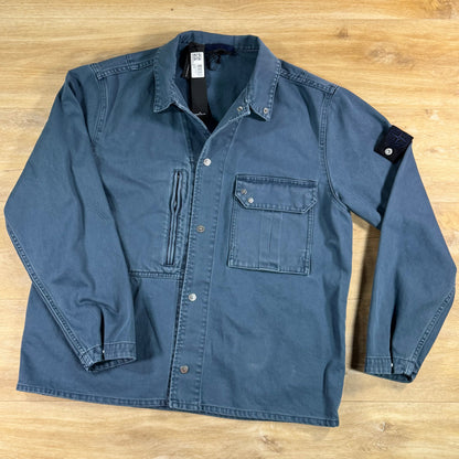 Stone Island Light Bull Denim Indigo-TC Overshirt in Indigo Blue