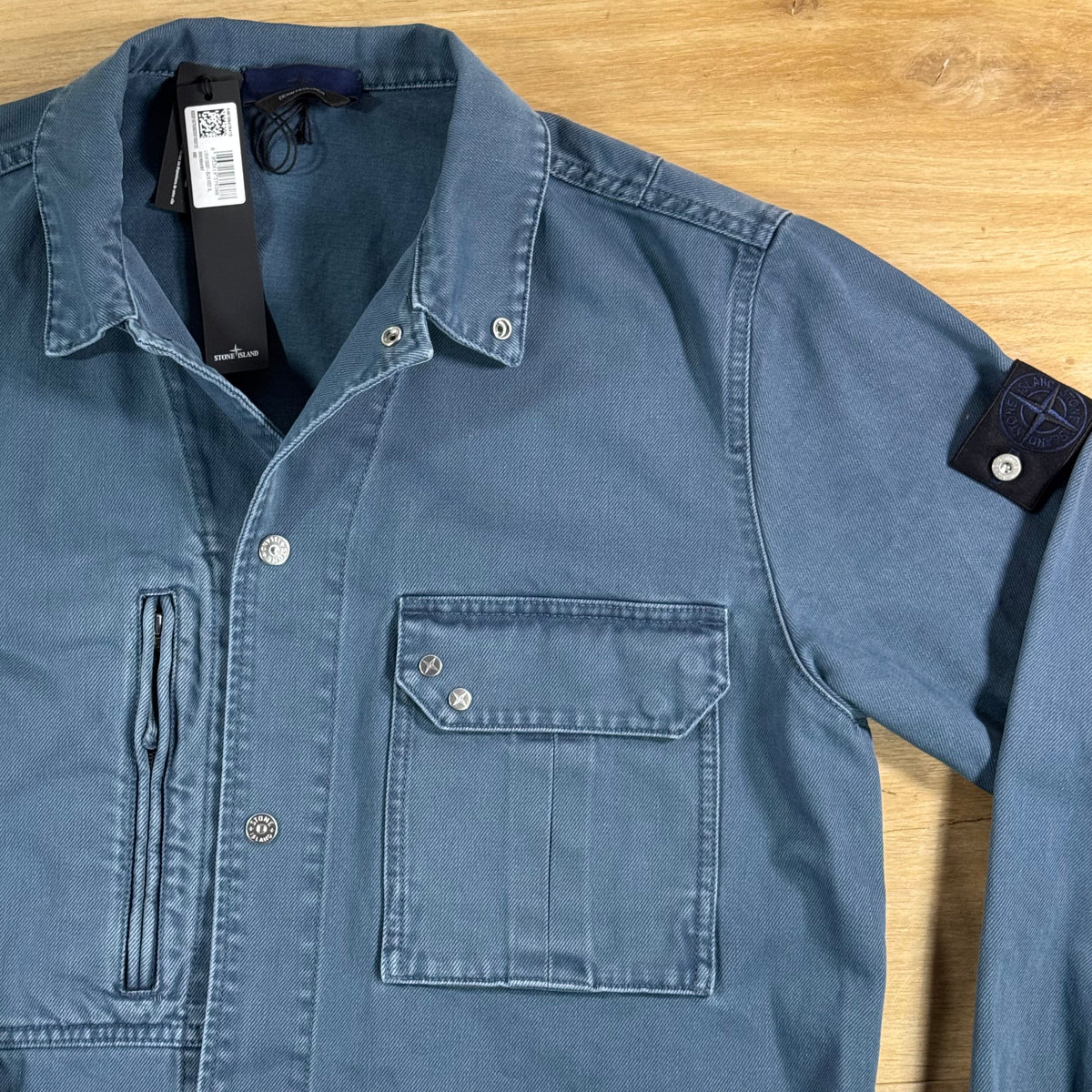 Stone Island Light Bull Denim Indigo-TC Overshirt in Indigo Blue