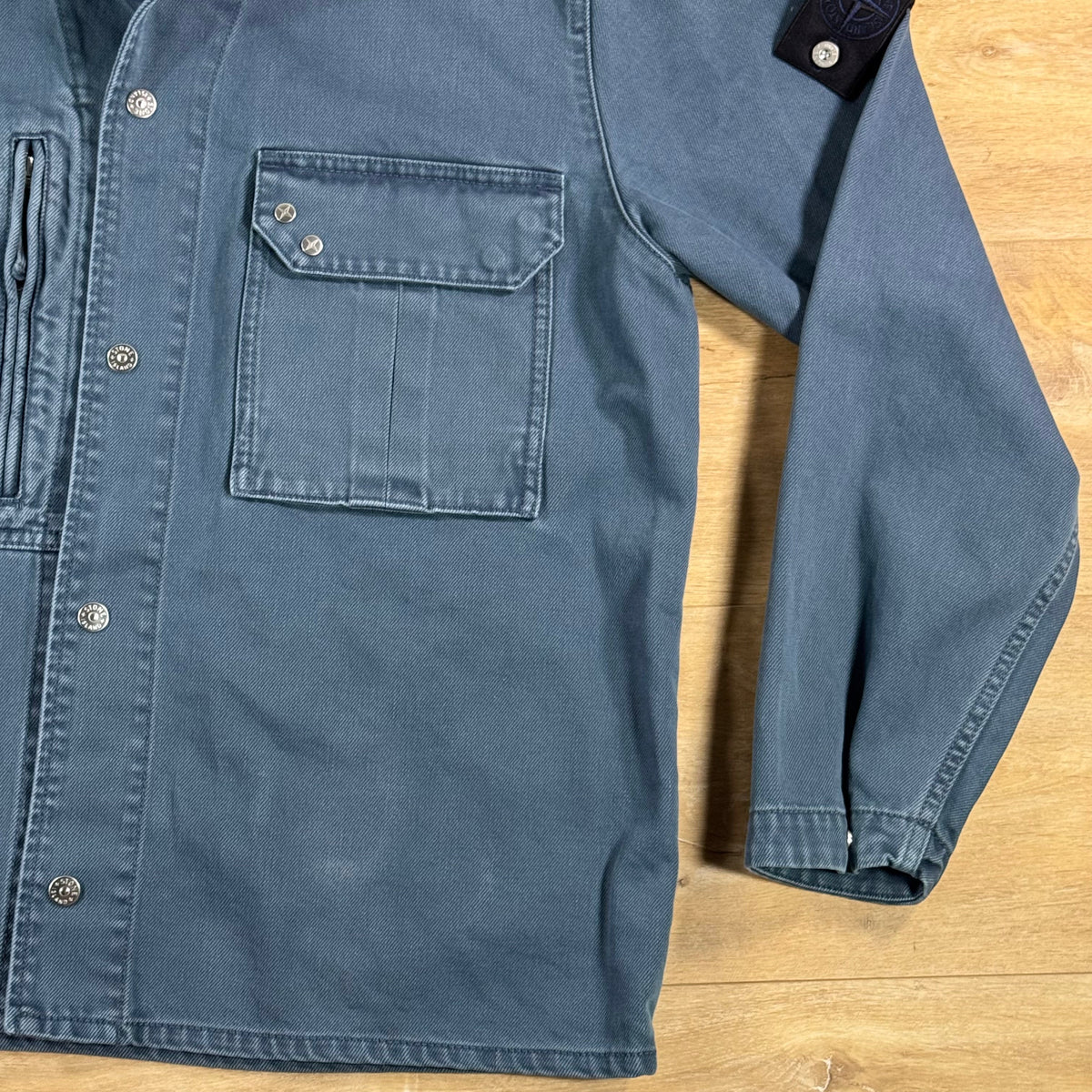 Stone Island Light Bull Denim Indigo-TC Overshirt in Indigo Blue
