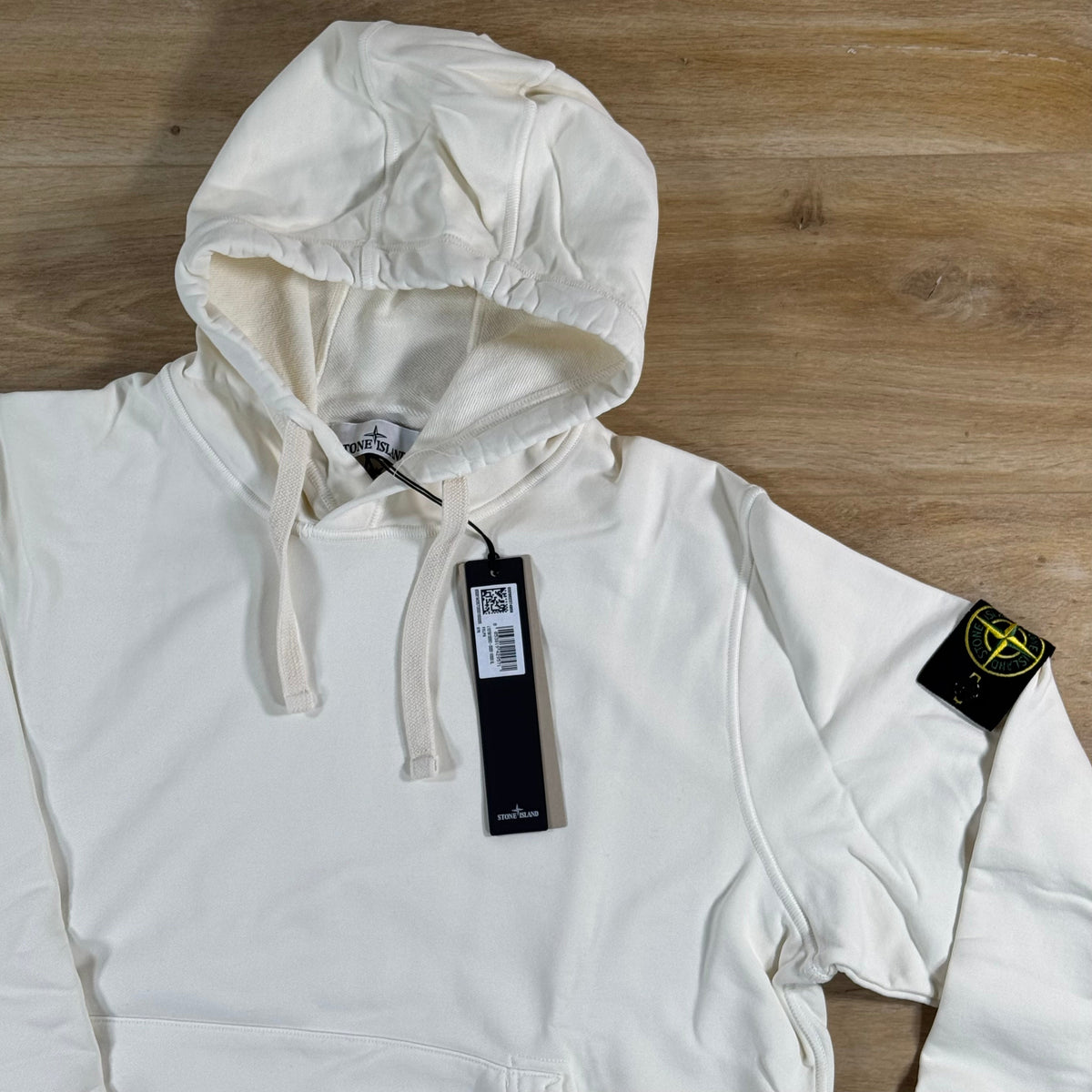 Stone Island Pullover Fleece Hoodie in Ivory
