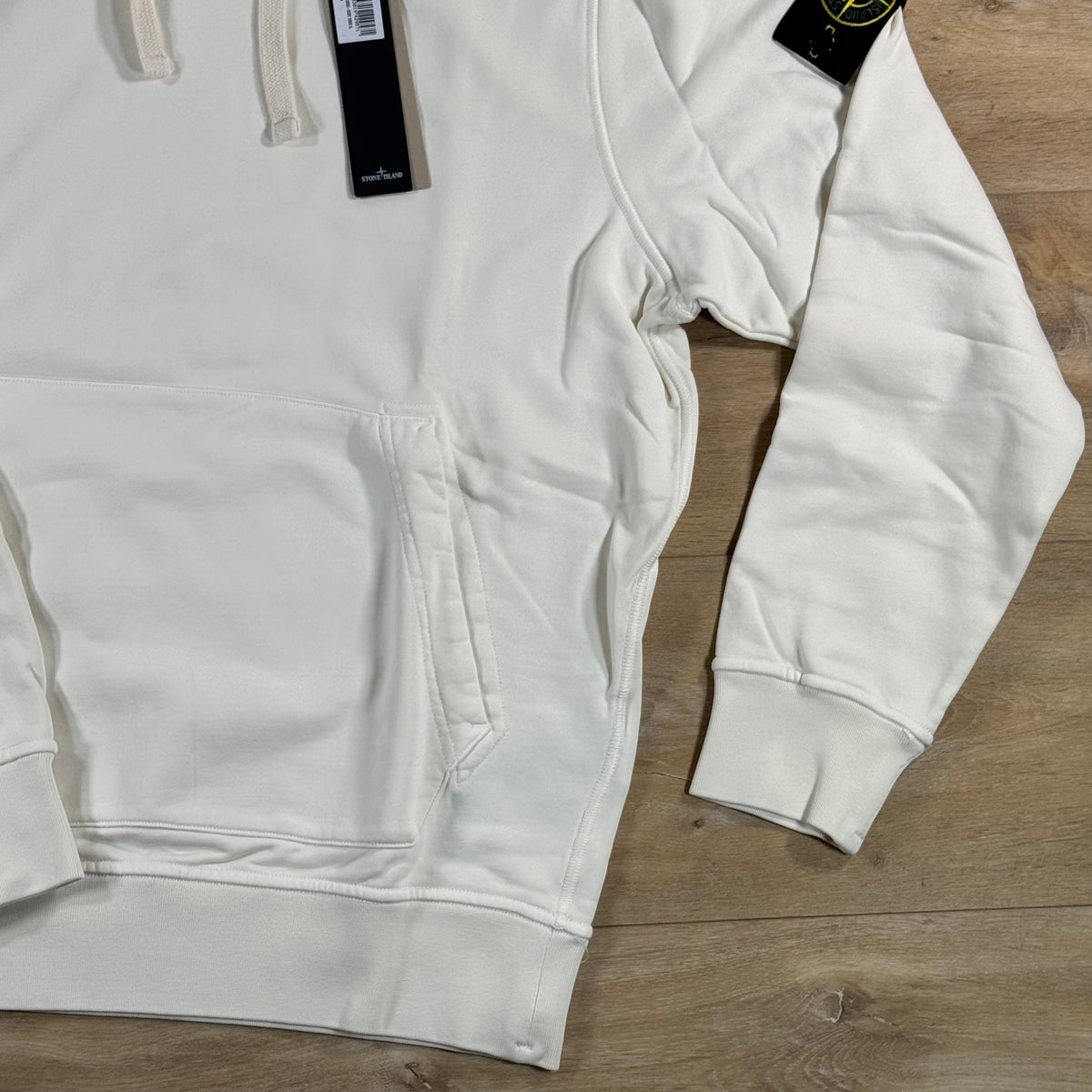 Stone Island Pullover Fleece Hoodie in Ivory