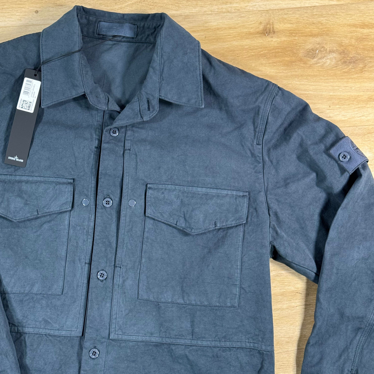 Stone Island Ghost Linen Overshirt in Slate Blue