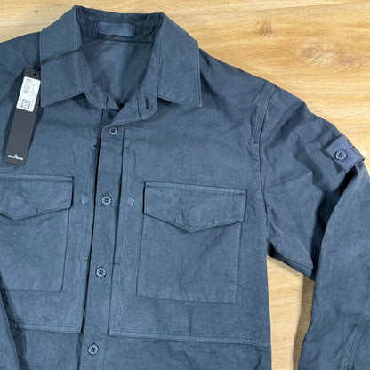 Stone Island Ghost Linen Overshirt in Slate Blue