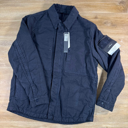 Stone Island Ghost Linen Quilted-TC Padded Coach Jacket in Navy