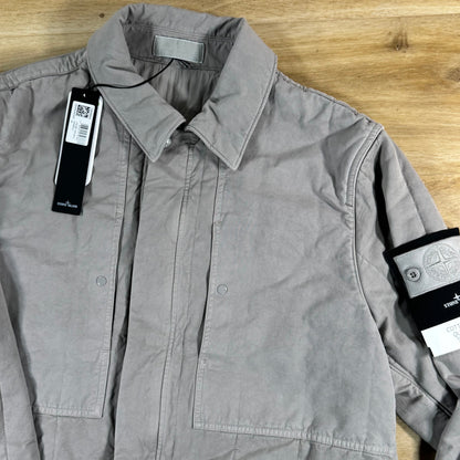 Stone Island Ghost Linen Quilted-TC Padded Coach Jacket in Dust Grey
