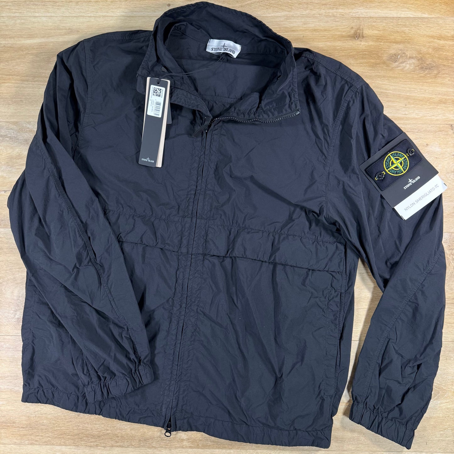 Stone Island Nylon Smerigliato-TC Stand Collar Jacket in Black
