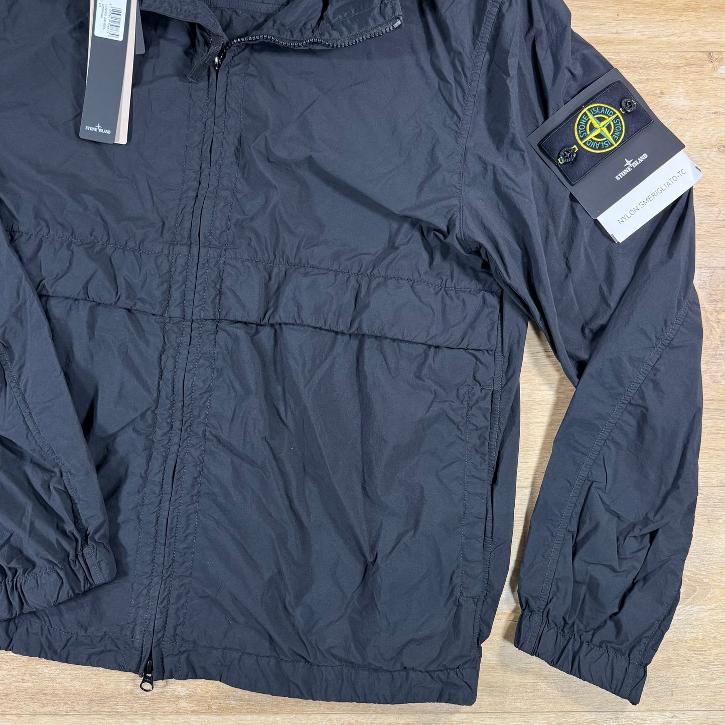 Stone Island Nylon Smerigliato-TC Stand Collar Jacket in Black