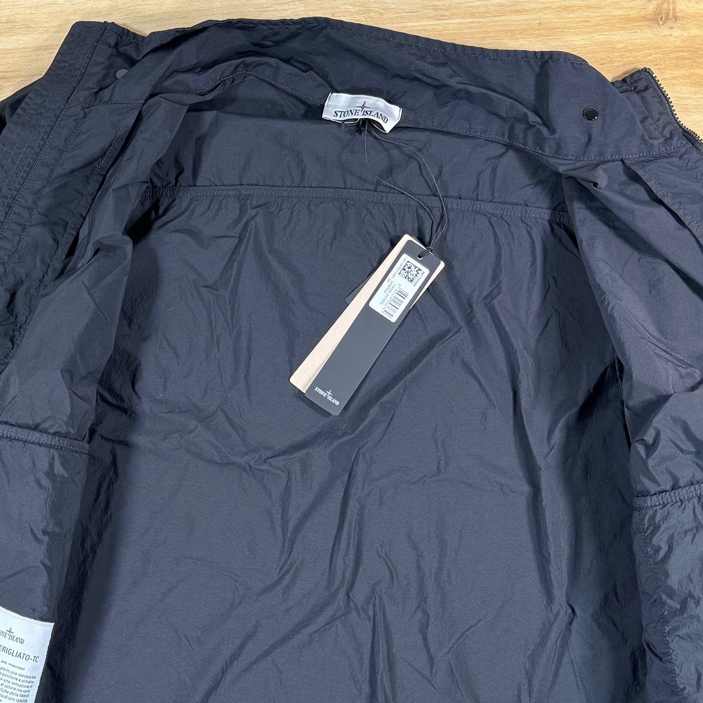 Stone Island Nylon Smerigliato-TC Stand Collar Jacket in Black
