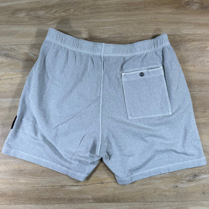 Stone Island Malfile Fleece 'Old Effect' Shorts in Pearl Grey