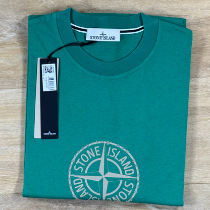 Stone Island 'All Around Compass' Print T-Shirt in Malachite - Green