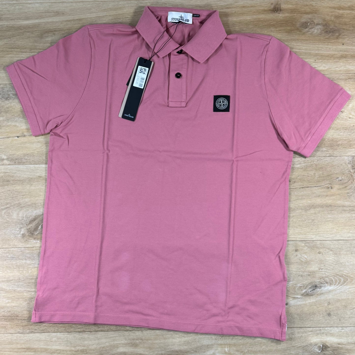 Stone Island Patch Logo Polo Shirt in Oleander Pink