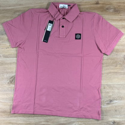 Stone Island Patch Logo Polo Shirt in Oleander Pink