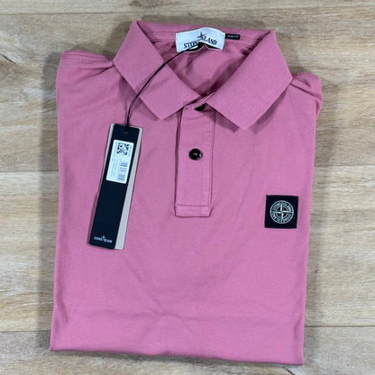 Stone Island Patch Logo Polo Shirt in Oleander Pink