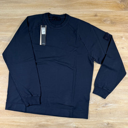 Stone Island Ghost Cotton Stretch Fleece Crewneck Sweatshirt in Navy