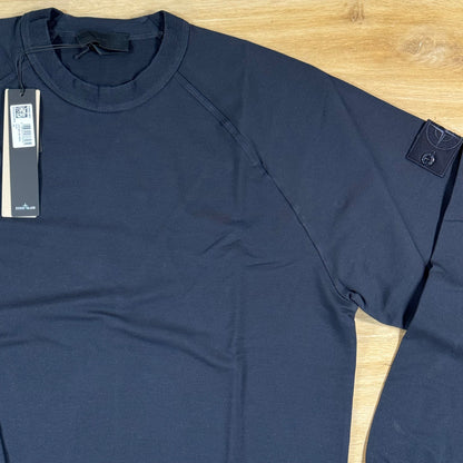 Stone Island Ghost Cotton Stretch Fleece Crewneck Sweatshirt in Navy
