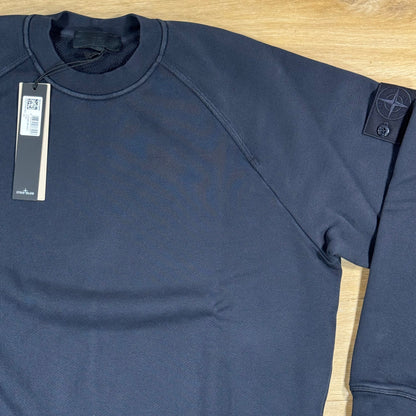 Stone Island Ghost Heavy Cotton Fleece Crewneck Sweatshirt in Navy