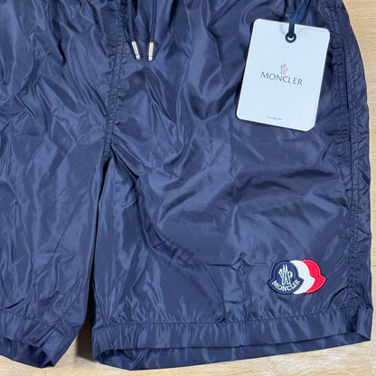 Moncler Tricolor Logo Patch Swim Shorts in Navy