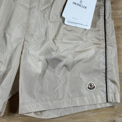 Moncler Logo Patch Swim Shorts in Beige