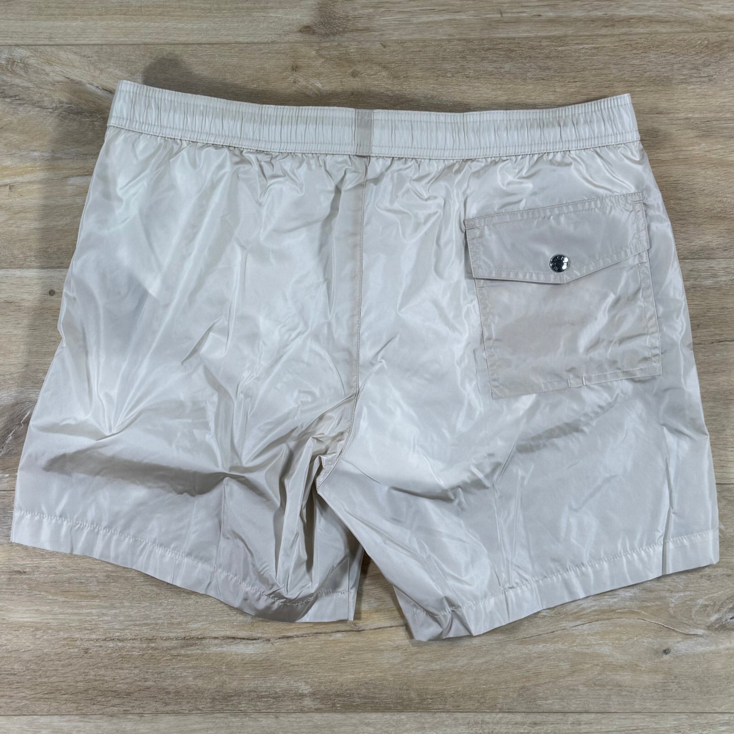 Moncler Logo Patch Swim Shorts in Beige