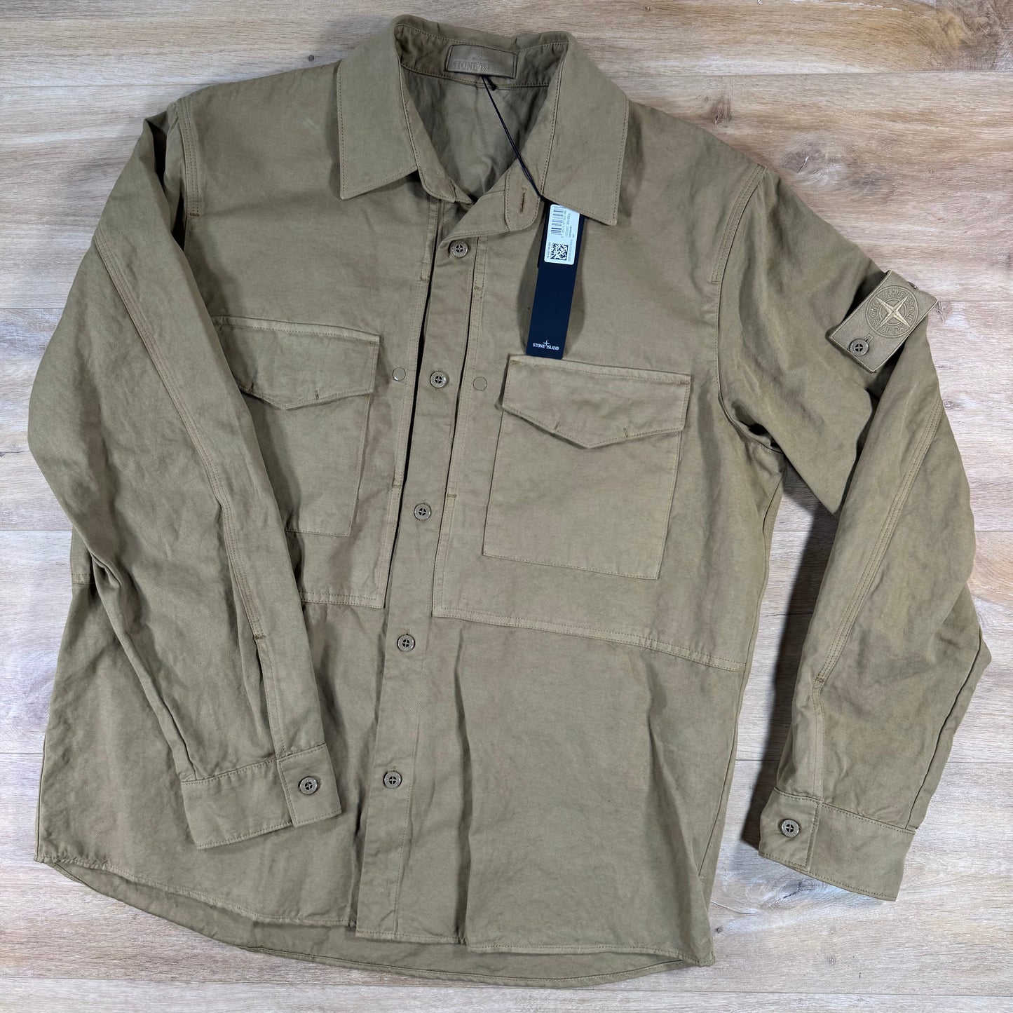 Stone Island Ghost Linen Overshirt in Dark Beige