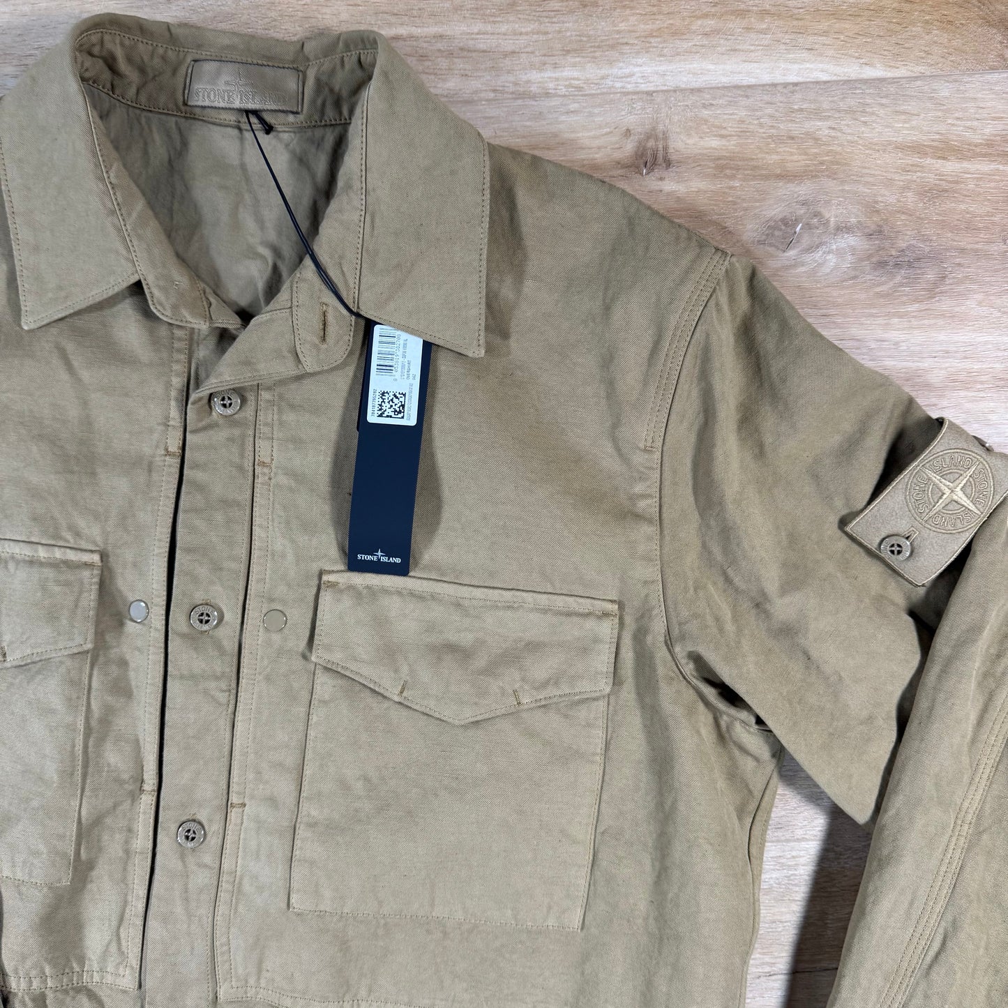 Stone Island Ghost Linen Overshirt in Dark Beige