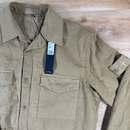 Stone Island Ghost Linen Overshirt in Dark Beige