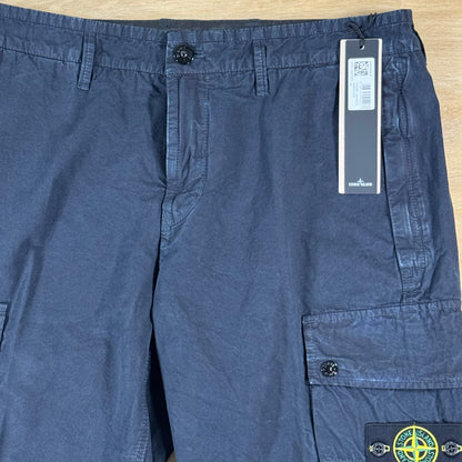 Stone Island Brushed Canvas 'Old Effect' Cargo Shorts in Navy