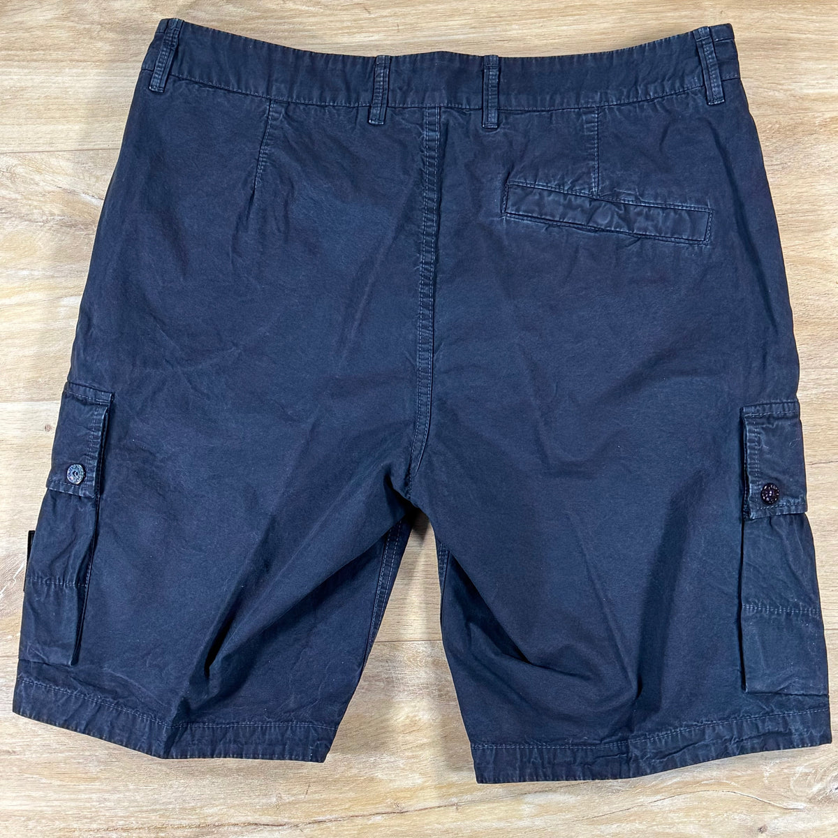 Stone Island Brushed Canvas 'Old Effect' Cargo Shorts in Navy