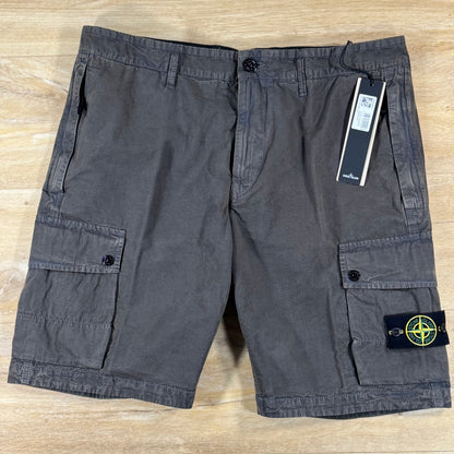 Stone Island Brushed Canvas 'Old Effect' Cargo Shorts in Charcoal Grey