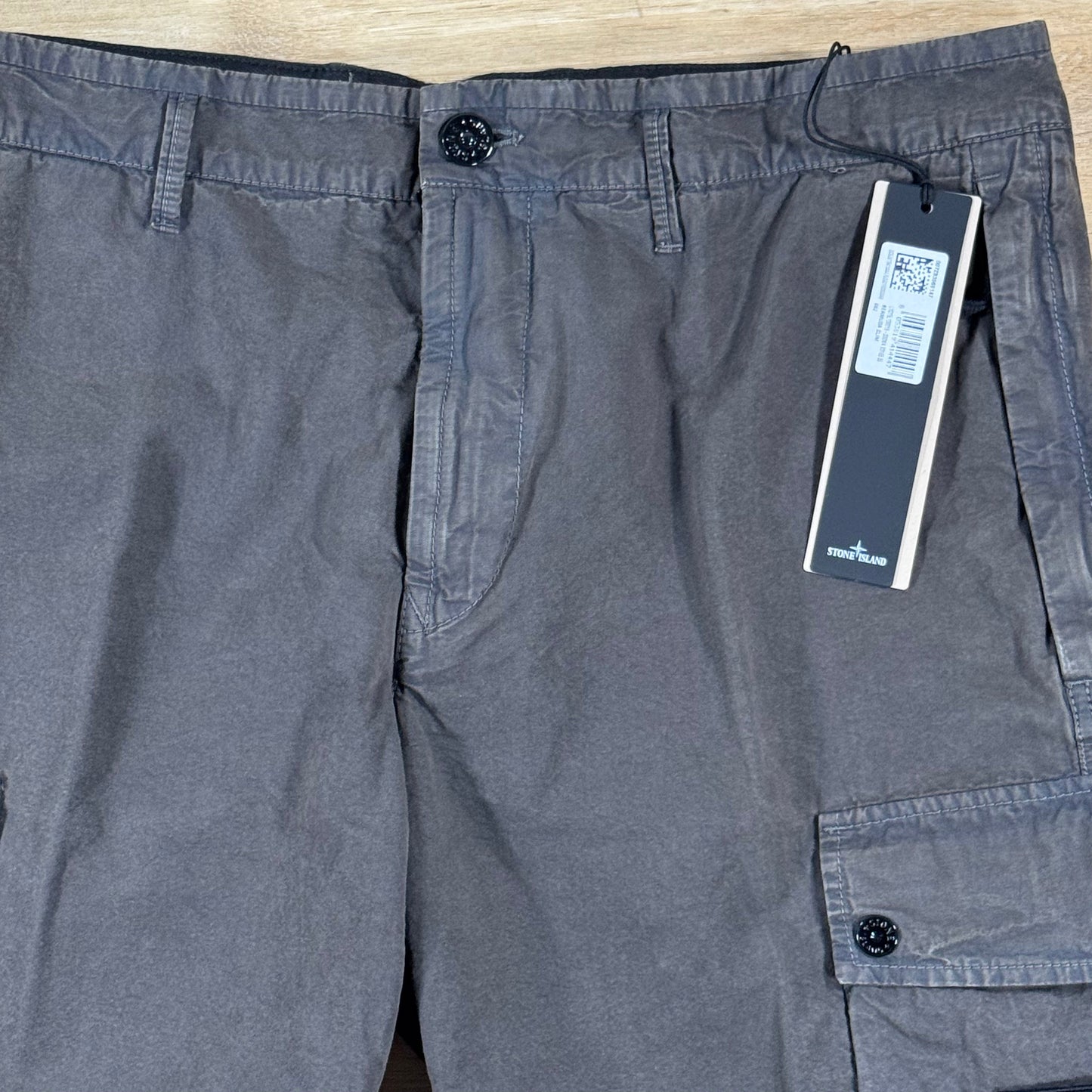 Stone Island Brushed Canvas 'Old Effect' Cargo Shorts in Charcoal Grey