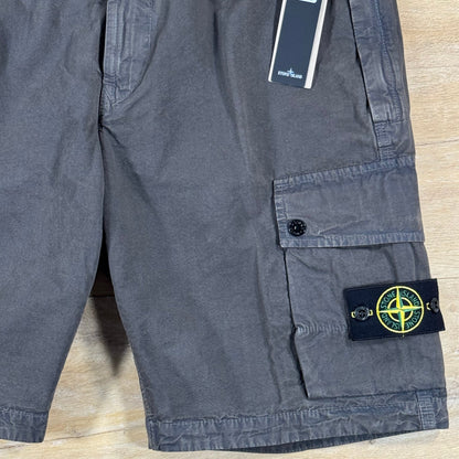 Stone Island Brushed Canvas 'Old Effect' Cargo Shorts in Charcoal Grey