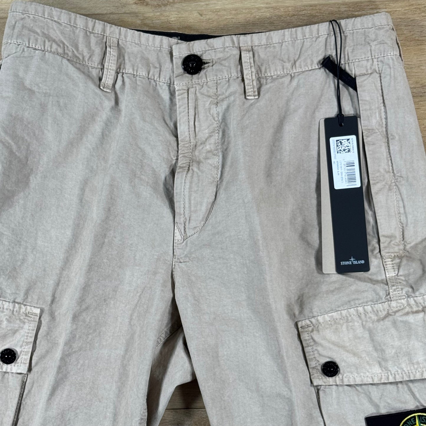 Stone Island Brushed Canvas 'Old Effect' Cargo Shorts in Desert