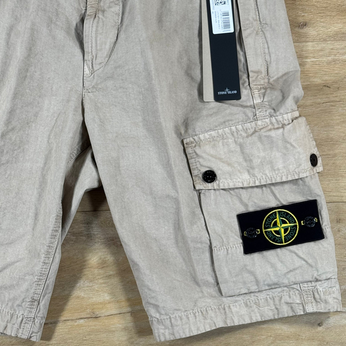 Stone Island Brushed Canvas 'Old Effect' Cargo Shorts in Desert