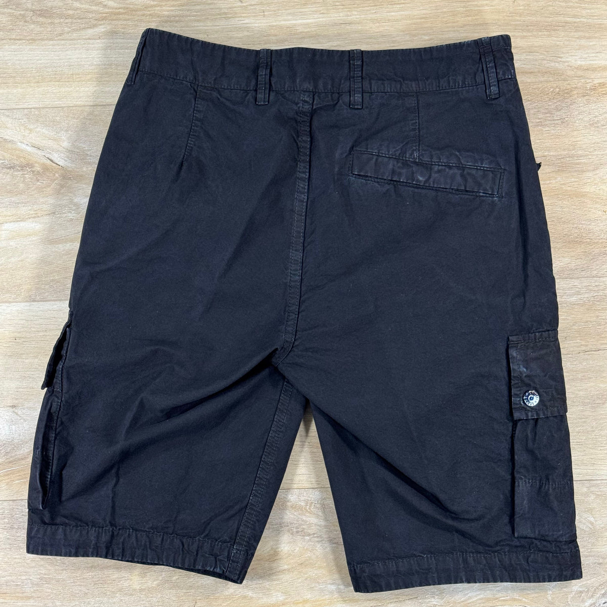 Stone Island Brushed Canvas 'Old Effect' Cargo Shorts in Black