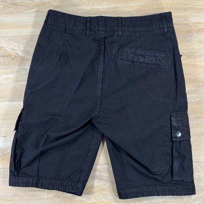 Stone Island Brushed Canvas 'Old Effect' Cargo Shorts in Black