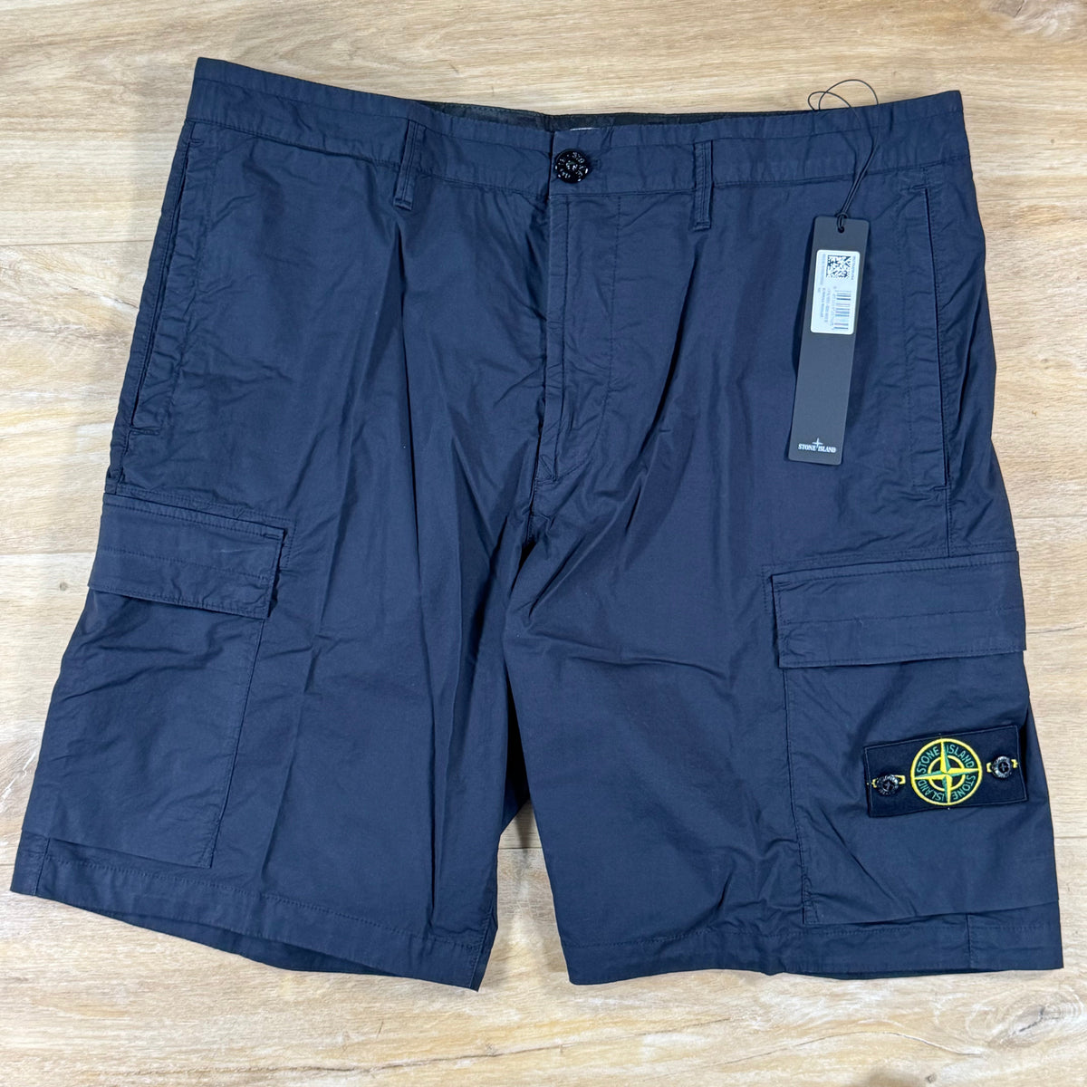 Stone Island Stretch Cotton Tela 'Paracadute' Cargo Bermuda Shorts in Navy