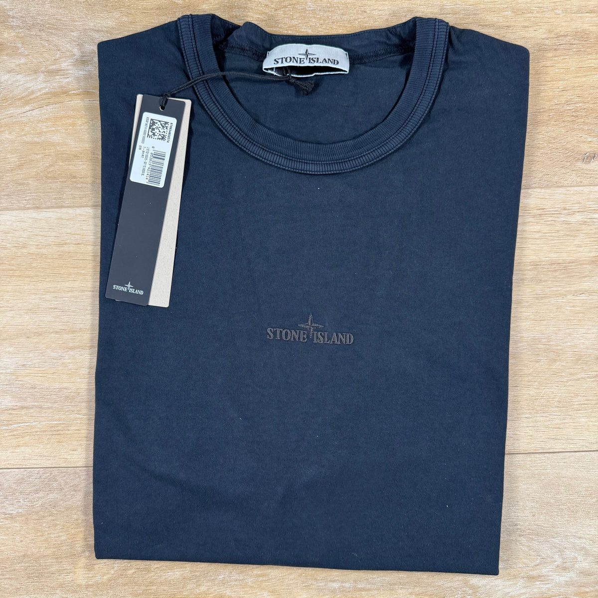 Stone Island Regular Fit T-Shirt with Logo Embroidery in Navy