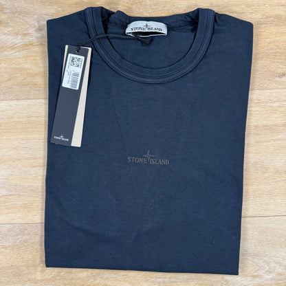 Stone Island Regular Fit T-Shirt with Logo Embroidery in Navy