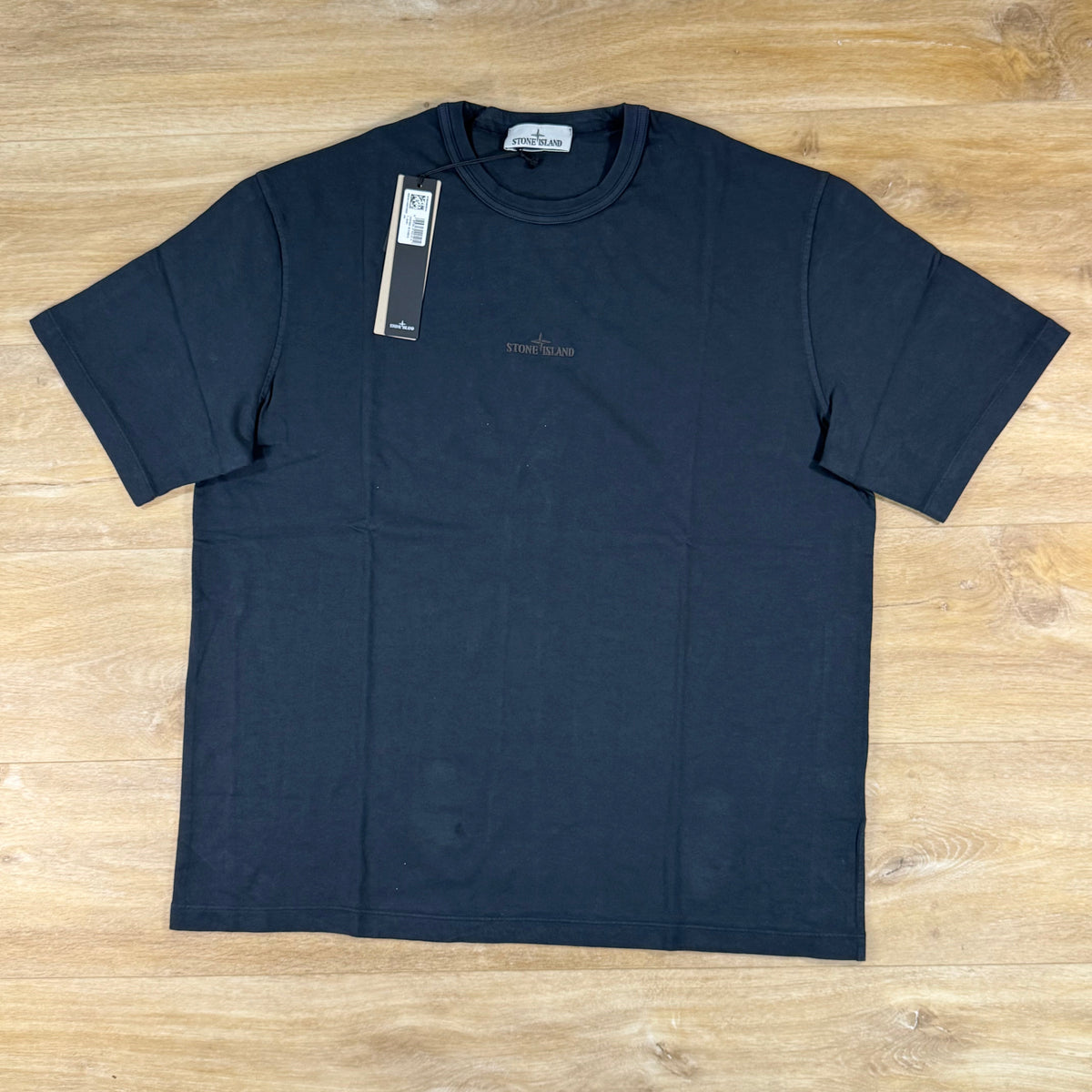 Stone Island Regular Fit T-Shirt with Logo Embroidery in Navy