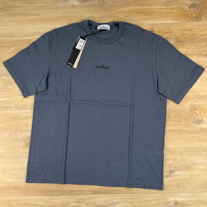 Stone Island Regular Fit T-Shirt with Logo Embroidery in Blue Grey