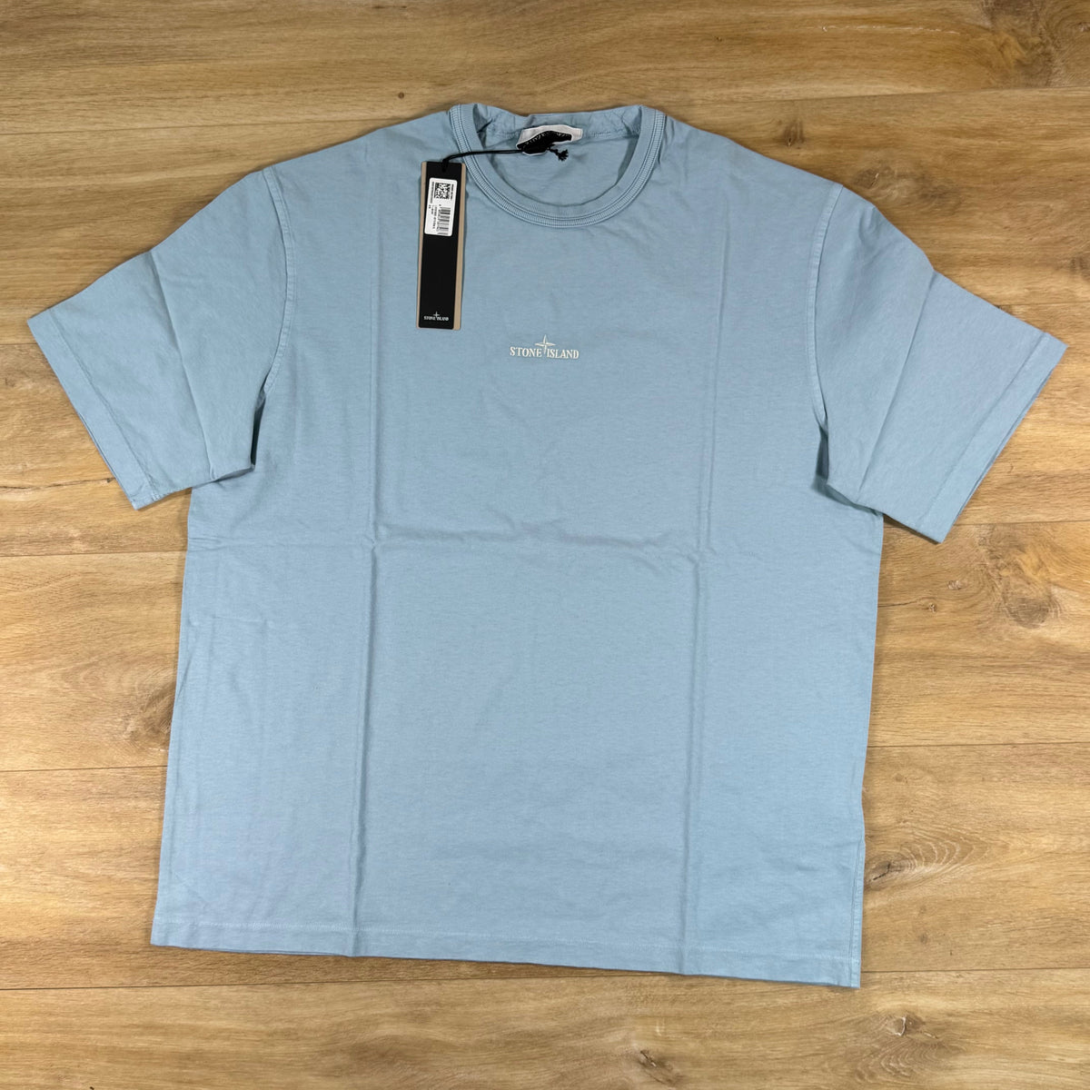 Stone Island Regular Fit T-Shirt with Logo Embroidery in Dust Blue
