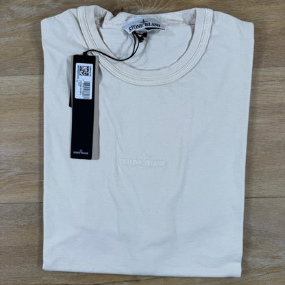 Stone Island Regular Fit T-Shirt with Logo Embroidery in Ivory