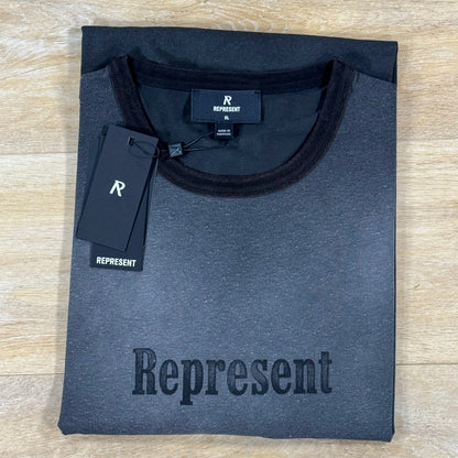Represent Ringer T-Shirt in Stained Black