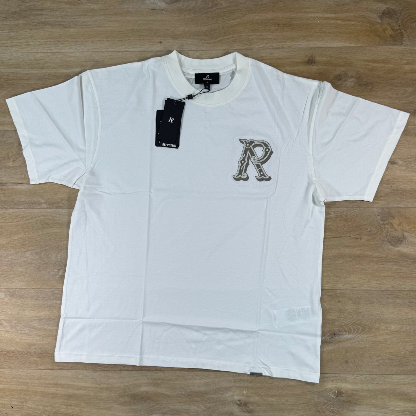 Represent Western Initial T-Shirt in Flat White