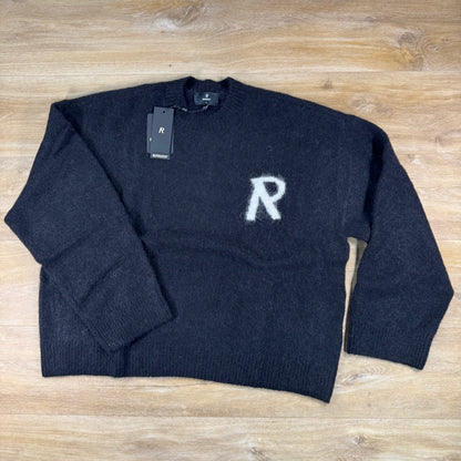 Represent Logo Knit Sweater in Jet Black
