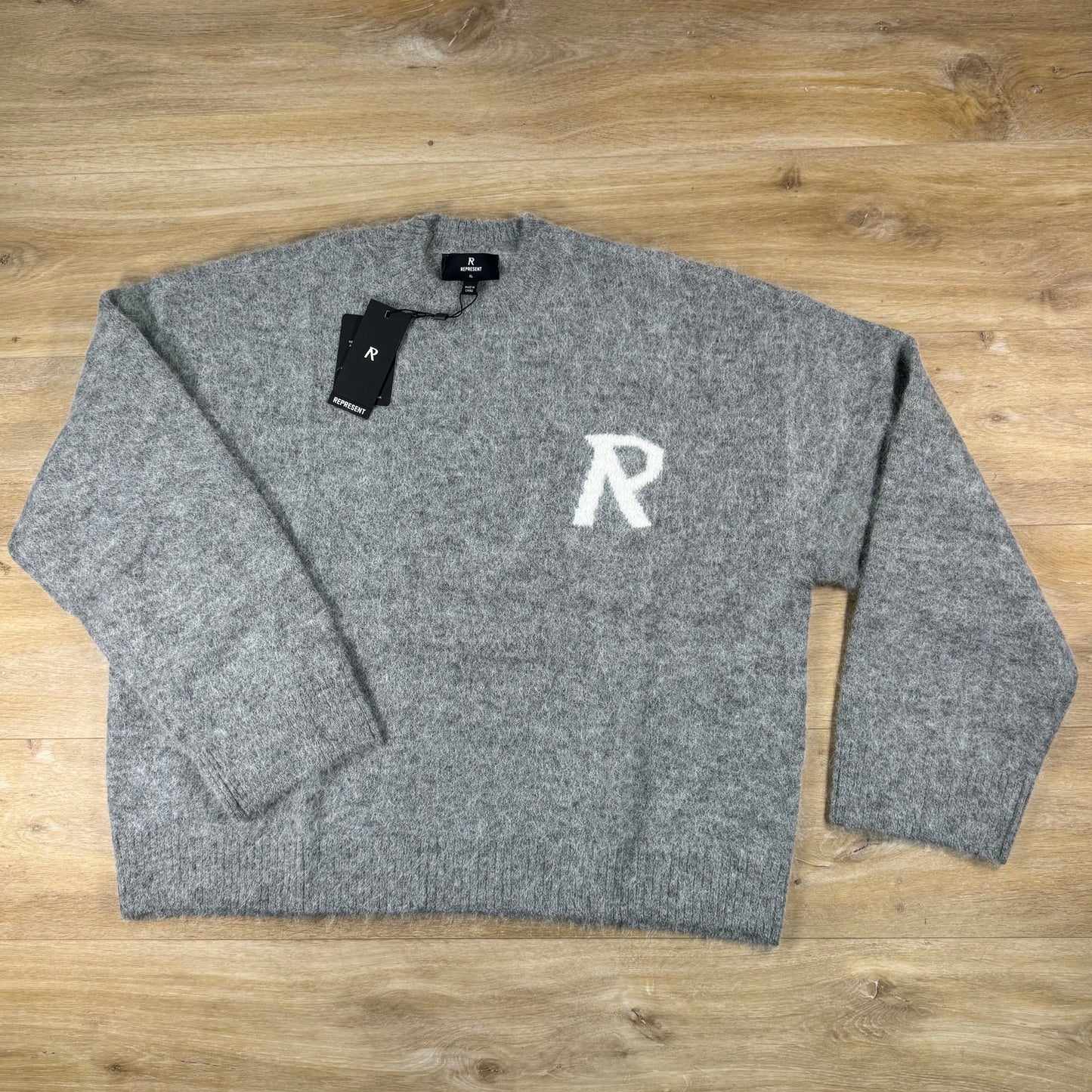 Represent Logo Knit Sweater in Grey